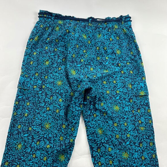Sundance Turquoise Print Lightweight Cotton Slim Leg Cargo Lounge Pant S - Picture 7 of 7